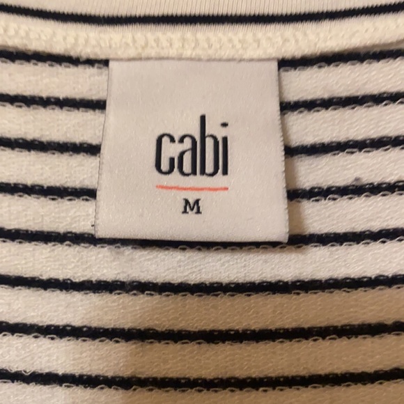 CAbi White with Black Stripes Knit Tee Size Medium - Picture 2 of 2